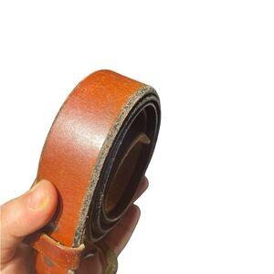 Vintage 90s Brown Leather Belt‎ Brass Buckle USA Made 45” Western Style